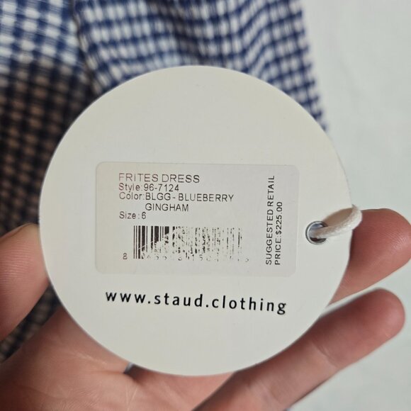 NWT STAUD Blue Checkered Mini Dress - Picture 2 of 9